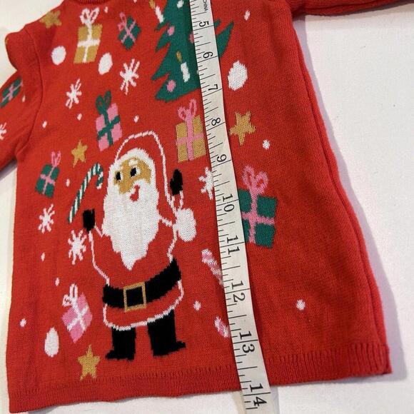 H&M Kids Christmas SWEATER HOLIDAY SANTA CANDY CANE 9-12M Infant Red Snowflakes - Picture 5 of 7
